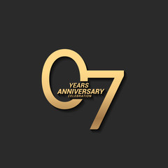 7 years anniversary celebration logotype with elegant modern number gold color for celebration