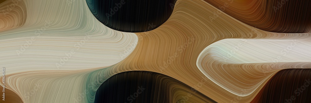 Poster abstract decorative horizontal banner with pastel brown, very dark red and silver colors. fluid curv