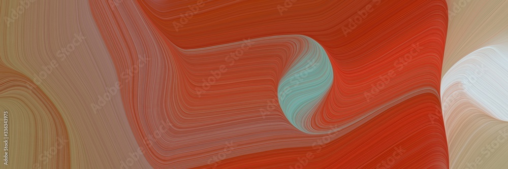 Aufkleber abstract flowing designed horizontal header with sienna, pastel gray and rosy brown colors. fluid curved lines with dynamic flowing waves and curves