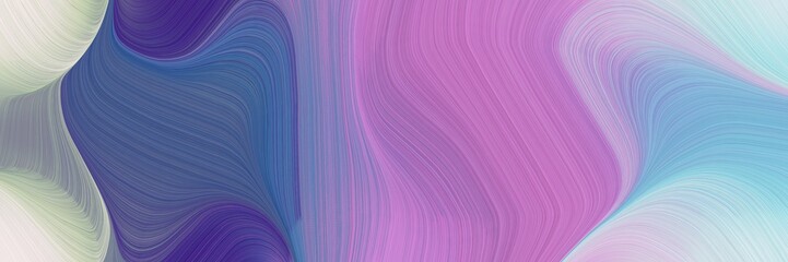 abstract moving horizontal banner with pastel purple, light gray and dark slate blue colors. fluid curved lines with dynamic flowing waves and curves