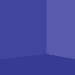 Empty corner of the room with purple violet walls and floor, different shades of walls and floor, vector illustration