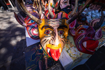 Traditional souvenirs in locaal market in Guanajuato, Mexico.