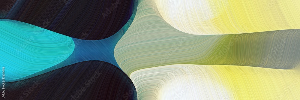 Aufkleber abstract artistic designed horizontal header with dark slate gray, tan and very dark blue colors. fluid curved lines with dynamic flowing waves and curves