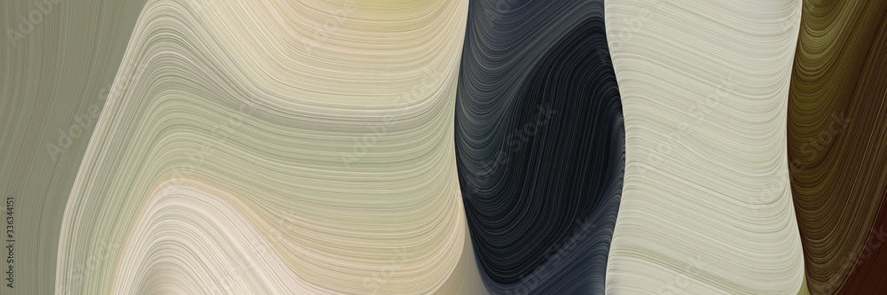Poster abstract decorative header design with ash gray, very dark blue and gray gray colors. fluid curved lines with dynamic flowing waves and curves