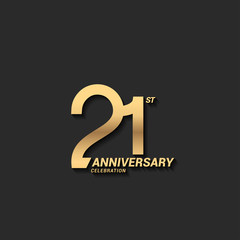 21 years anniversary celebration logotype with elegant modern number gold color for celebration - obrazy, fototapety, plakaty