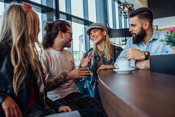 Socializing during afternoon coffee