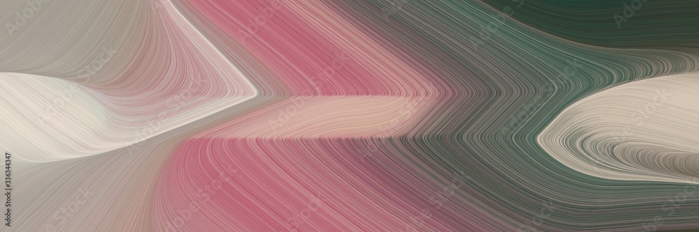 Poster abstract decorative horizontal banner with rosy brown, dark slate gray and pastel gray colors. fluid curved lines with dynamic flowing waves and curves