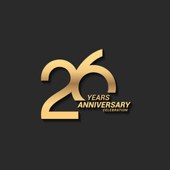 26 years anniversary celebration logotype with elegant modern number gold color for celebration - obrazy, fototapety, plakaty