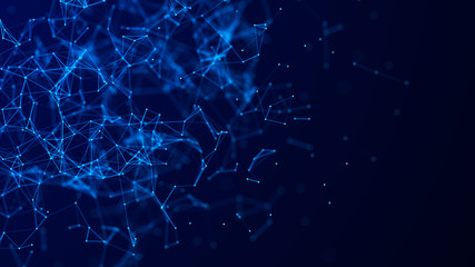 Abstract digital connection dots. Technology background. Network connection structure. Plexus effect. 3d rendering