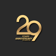 29 years anniversary celebration logotype with elegant modern number gold color for celebration - obrazy, fototapety, plakaty