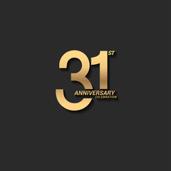 31 years anniversary celebration logotype with elegant modern number gold color for celebration - obrazy, fototapety, plakaty