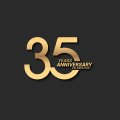 35 years anniversary celebration logotype with elegant modern number gold color for celebration - obrazy, fototapety, plakaty