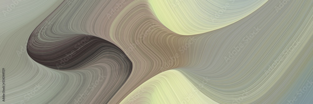 Poster abstract surreal header with gray gray, dark slate gray and pale golden rod colors. fluid curved lines with dynamic flowing waves and curves
