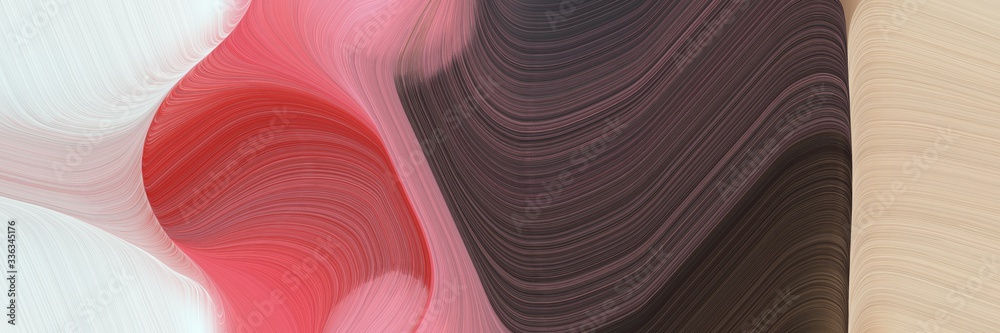 Poster abstract surreal header with light gray, old mauve and indian red colors. fluid curved lines with dynamic flowing waves and curves
