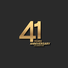 41 years anniversary celebration logotype with elegant modern number gold color for celebration - obrazy, fototapety, plakaty