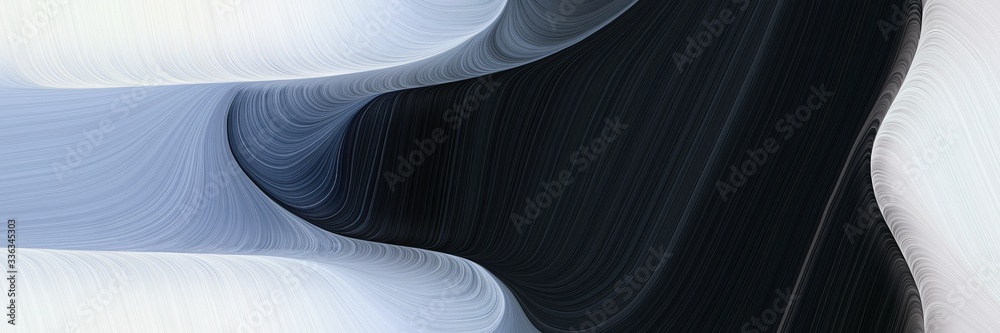 Poster abstract moving horizontal banner with very dark blue, lavender and light pastel purple colors. flui