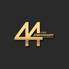 44 years anniversary celebration logotype with elegant modern number gold color for celebration - obrazy, fototapety, plakaty