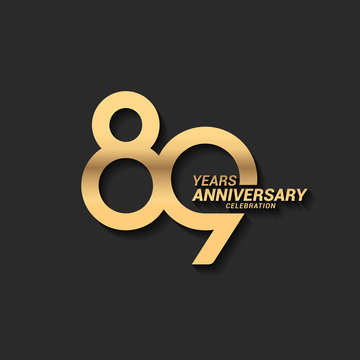 89 years anniversary celebration logotype with elegant modern number gold color for celebration