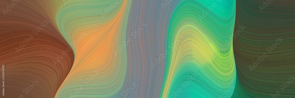 Poster abstract colorful header design with pastel brown, old mauve and dark khaki colors. fluid curved flo