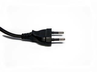 EU plug power supply on white background.