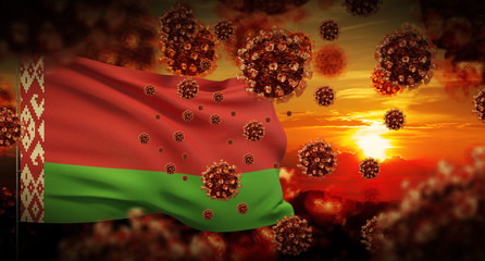 COVID-19 Coronavirus 2019-nCov virus outbreak lockdown concept concept with flag of Belarus. 3D illustration.