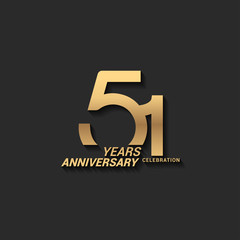 51 years anniversary celebration logotype with elegant modern number gold color for celebration - obrazy, fototapety, plakaty