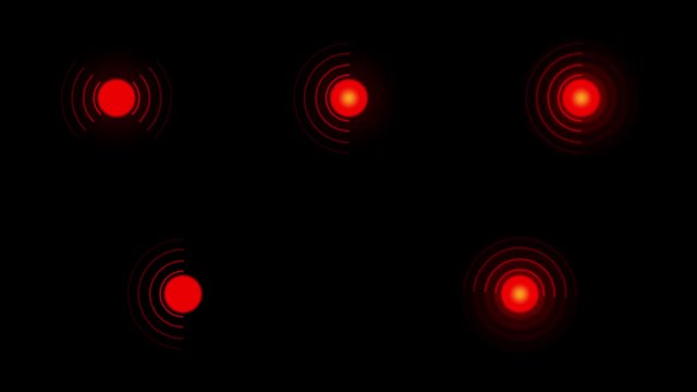 Pain red circles or localization mark flashes on a black background.