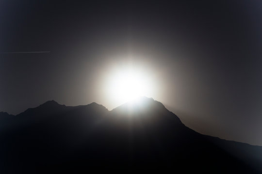 last rays of light on the peaks of Elva in the Maira Valley