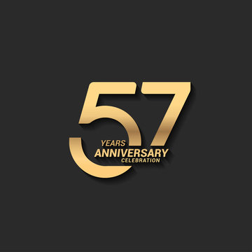 57 years anniversary celebration logotype with elegant modern number gold color for celebration