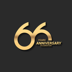 66 years anniversary celebration logotype with elegant modern number gold color for celebration - obrazy, fototapety, plakaty