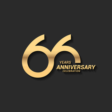 66 years anniversary celebration logotype with elegant modern number gold color for celebration