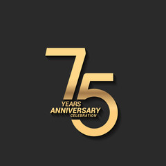 75 years anniversary celebration logotype with elegant modern number gold color for celebration - obrazy, fototapety, plakaty