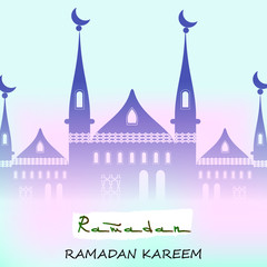 Muslim traditional holiday illustration. Ramadan background vector. Arabian holidays. Islam religious holiday greeting card. Islam mosque illustration vector.