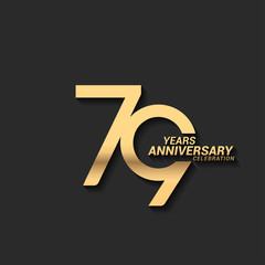 79 years anniversary celebration logotype with elegant modern number gold color for celebration - obrazy, fototapety, plakaty