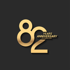 82 years anniversary celebration logotype with elegant modern number gold color for celebration
