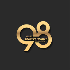 98 years anniversary celebration logotype with elegant modern number gold color for celebration - obrazy, fototapety, plakaty