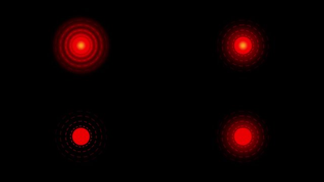 Pain red circles or localization mark flashes on a black background.