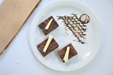 Broen chocolate. Coffee desserts. Delicious dessert with coffee.