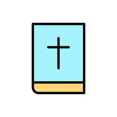 Book bible outline color icon. Simple outline color vector elements of religious holiday for ui and ux, website or mobile application