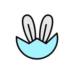 Rabbit egg ear outline color icon. Simple outline color vector elements of religious holiday for ui and ux, website or mobile application