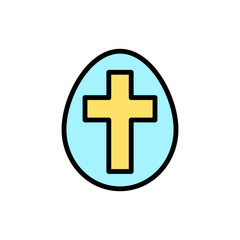 Egg Easter outline color icon. Simple outline color vector elements of religious holiday for ui and ux, website or mobile application
