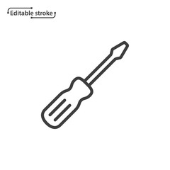 Screwdriver line vector icon. Editable stroke.