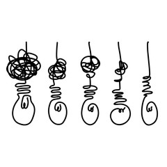 doodle light bulb icons with concept of idea.vector illustration.