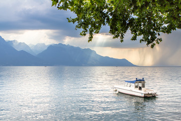 Fototapeta na wymiar Geneva lake panorama, Switzerland