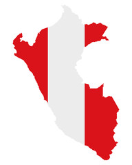 Fahne in Landkarte von Peru