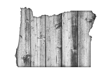 Karte von Oregon auf verwittertem Holz