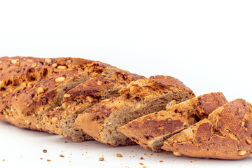Flax Seed Bread on White Background