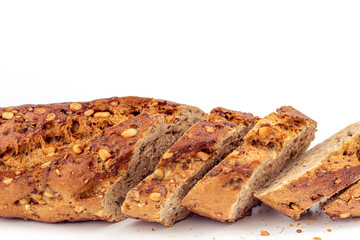 Flax Seed Bread on White Background