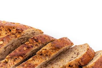 Flax Seed Bread on White Background