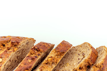 Flax Seed Bread on White Background